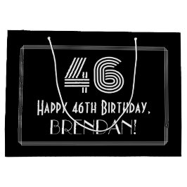 46. Geburtstag — Art Deco Inspiriert Aussehen "46" Große Geschenktüte
