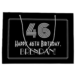 46. Geburtstag — Art Deco Inspiriert Aussehen "46" Große Geschenktüte