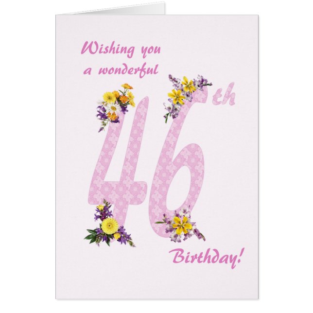 46. Geburtstag Blume Dekorierte Zahlen (Vorne)