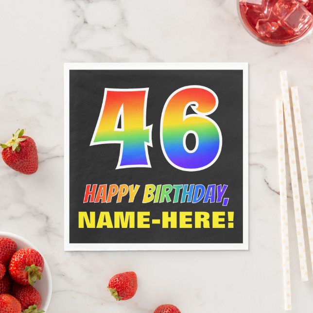 46. Geburtstag: Bold, Fun, Simple, Rainbow 46 Serviette (Beispiel)