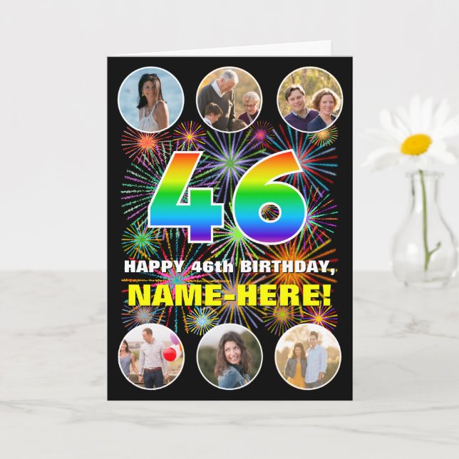 46. Geburtstag: Fun Rainbow #, Individuelle Name & Karte (Kleine Pflanze)