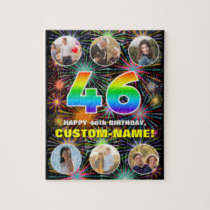 46. Geburtstag: Fun Rainbow #, Individuelle Name + Puzzle