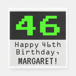 46. Geburtstag - Nerdy / Geeky Style "46" & Name Serviette