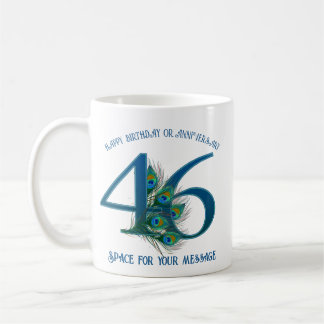 46. Geburtstag oder Jubiläum Pfauenfeder Kaffeetasse