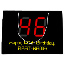 46. Geburtstag: Red Digital Clock Style "46" + Nam