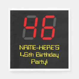 46. Geburtstag: Red Digital Clock Style "46" + Nam Serviette