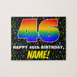 46. Geburtstag — Spaß, farbenfrohe Musiksymbole & Puzzle