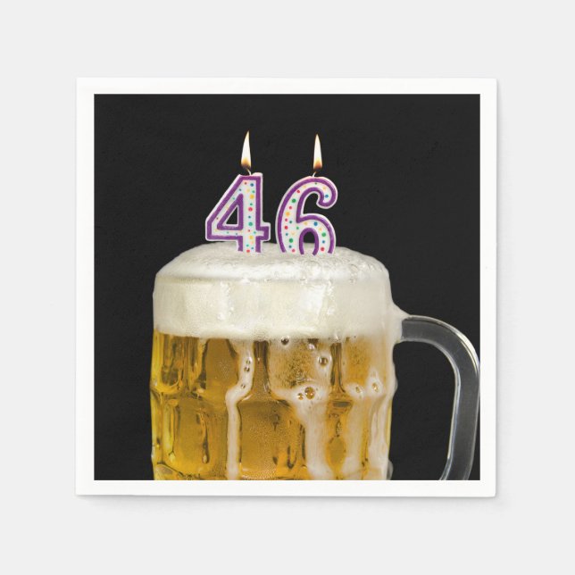 46. Geburtstagsbär auf schwarz Serviette (Vorderseite)