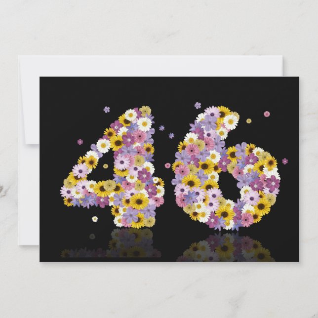 46. Geburtstagsfeier mit Blumenbriefen Einladung (Vorderseite)