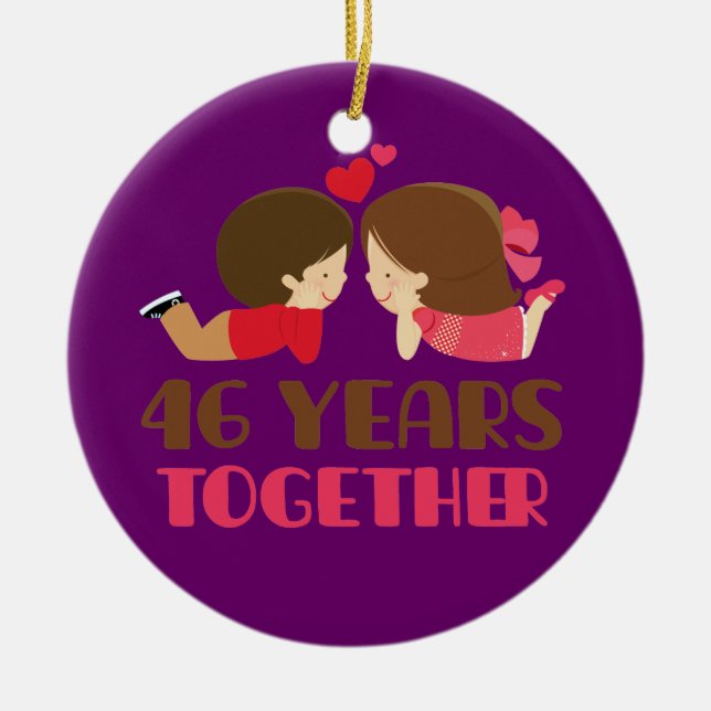 46. Hochzeitstag-Geschenk für sie Keramikornament (Vorne)