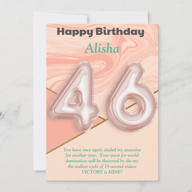 46-jährige Mädchen Happy Birthday Card (Vorderseite)
