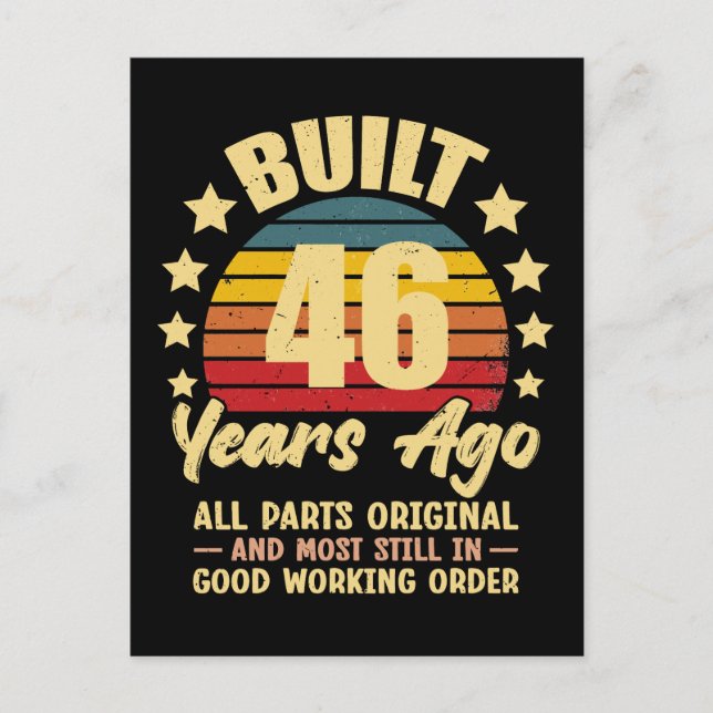 46 Years Ago All Parts Original 46th Birthday Postkarte (Vorderseite)