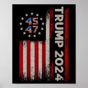 47 Donald Trump 2024: Amerikanische Fahne 2024 Wah Poster