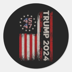 47 Donald Trump 2024: Amerikanische Fahne 2024 Wah Runder Aufkleber