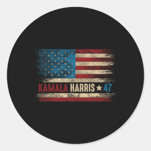 47 für die US-amerikanische Flagge Kamala Harris 2 Runder Aufkleber