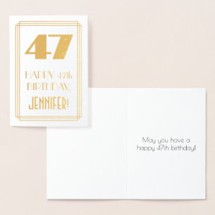47. Geburtstag: Art Deco Inspiriert Look "47" & Na Folienkarte