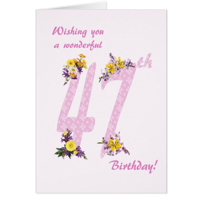 47. Geburtstag Blume Dekorierte Zahlen (Vorne)