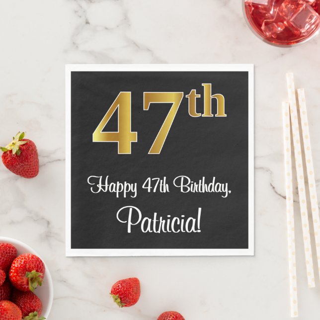 47. Geburtstag ~ Elegante Luxuriöse Imitate Gold L Serviette (Beispiel)