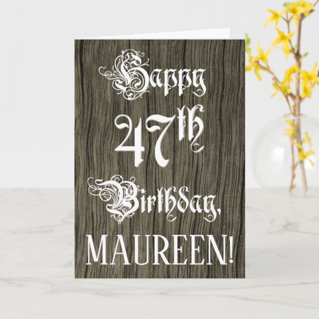 47. Geburtstag: Extravaganter, eleganter Text; Imi Karte (Gelbe Blume)