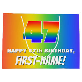 47. Geburtstag: Farbenfroh, Fun Rainbow Pattern #  Große Geschenktüte