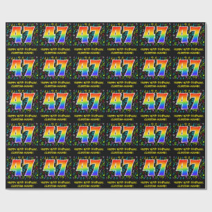 47. Geburtstag: Farbige Musiksymbole, Regenbogen 4 Geschenkpapier
