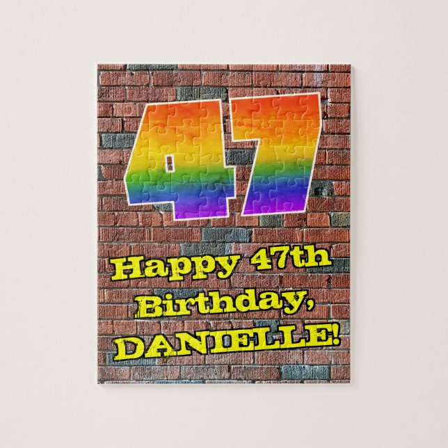 47. Geburtstag: Fun Graffiti-Inspiriert Regenbogen Puzzle (Vertikal)