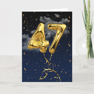47. Geburtstag Gold Foil Ballon und Confetti Card Karte