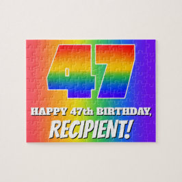 47. Geburtstag — mehrfarbiges Regenbogenmuster "47 Puzzle