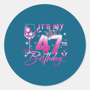 47. Geburtstag pink 47 Jahre alte Geburtstagskönig Runder Aufkleber