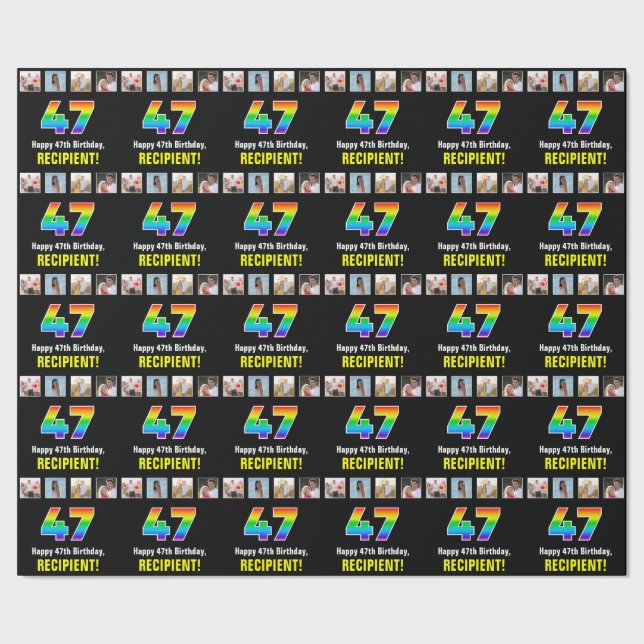 47. Geburtstag: Regenbogen "47"; benutzerdefiniert Geschenkpapier (Saum)