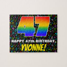 47. Geburtstag — Spaß, bunte Musiksymbole & "47"