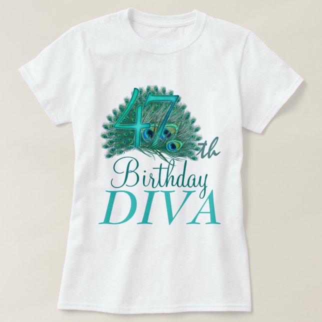 47. Geburtstags-Diva-Shirts T-Shirt (Design vorne)