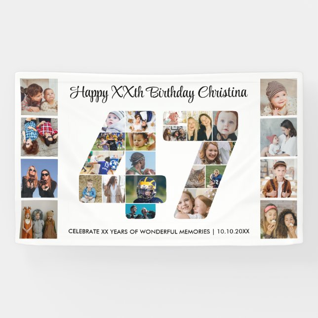 47. Geburtstagsfeier Nummer 47 Fotocollage Banner (Horizontal)
