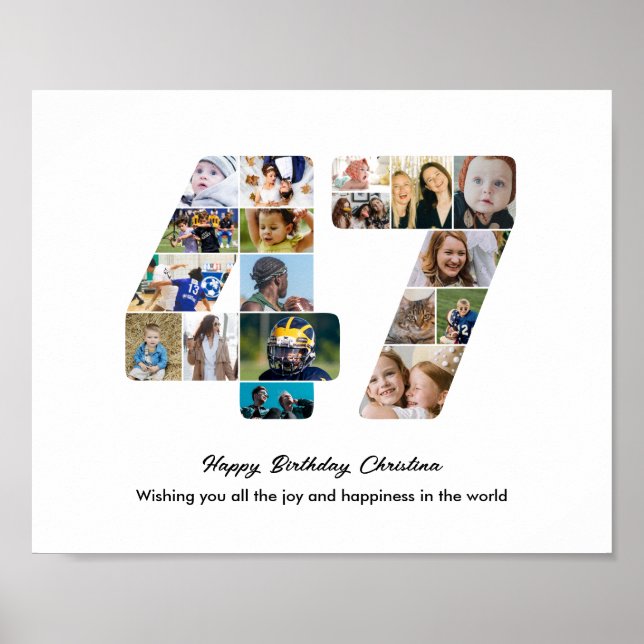 47. Geburtstagsfeier Nummer 47 Fotocollage Poster (Vorne)