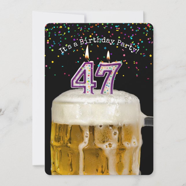 47. Geburtstagskandle-Party Einladung (Vorderseite)