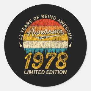 47 Jahre alt 1978 Retro Phantastisch 47. Geburtsta Runder Aufkleber