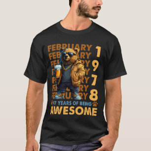 47 Jahre alte großartige coole Bär seit Februar 19 T-Shirt