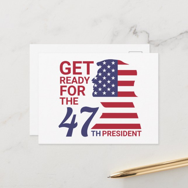 47. Präsident, amerikanische Trump-Flagge Postkarte (Vorderseite/Rückseite Beispiel)