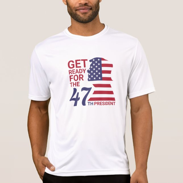 47. Präsident, amerikanische Trump-Flagge T-Shirt (Vorderseite)
