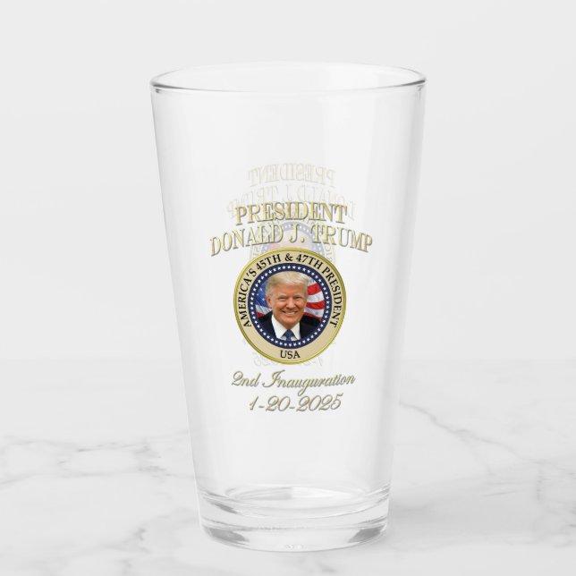 47. Präsident Donald Trump Einweihung Keepake Glas (Vorderseite)