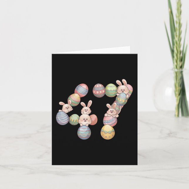 47. Präsident Ostern Donald Trump 47 Eggs Bunny Karte (Vorderseite)