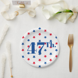 47 Präsident rot-weiße und blaue Sterne patriotisc Pappteller