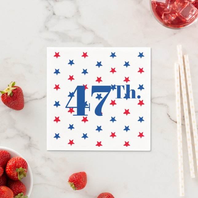 47 Präsident rot-weiße und blaue Sterne patriotisc Serviette (Beispiel)