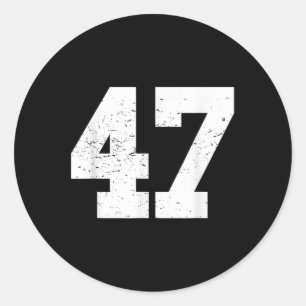 #47 Sportfan Spieler T Shirt Nummer 47 Spielweine Runder Aufkleber
