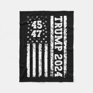 47 Trump 2024 Amerikanische Flagge 2 Fleecedecke