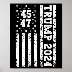47 Trump 2024 Amerikanische Flagge 2 Poster