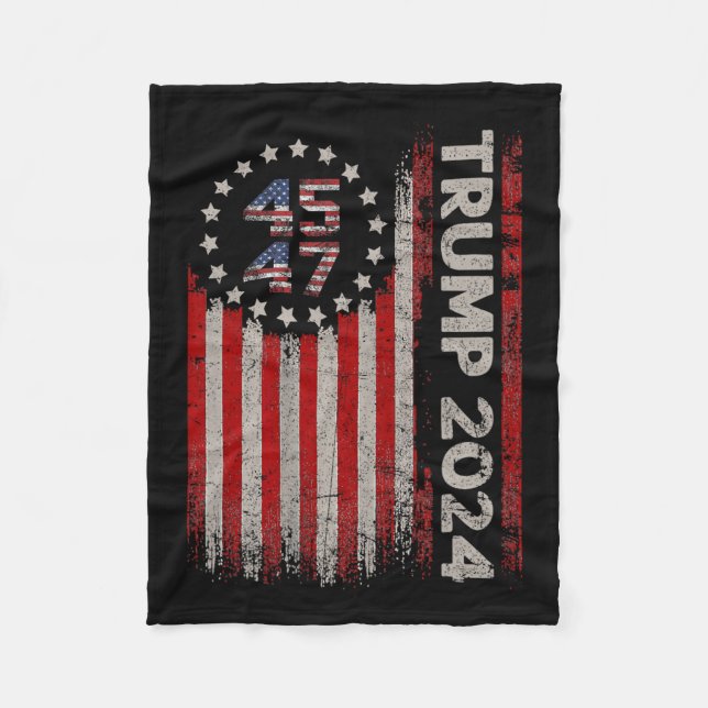 47 Trump 2024 Amerikanische Flagge 4 Fleecedecke (Vorderseite)