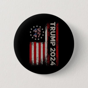 47 Trump 2024 Amerikanische Flagge Button