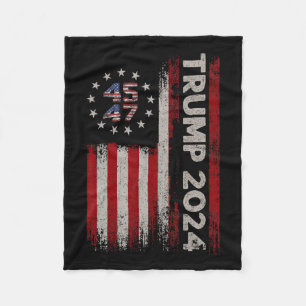47 Trump 2024 Amerikanische Flagge Fleecedecke