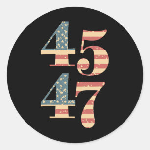 47 Trump 2024 Vintag Flag Unterstützung Trump 45 4 Runder Aufkleber